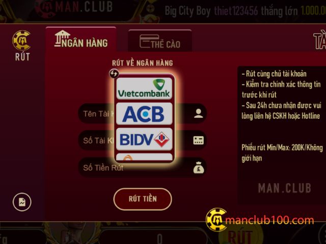 Nạp rút Manclub