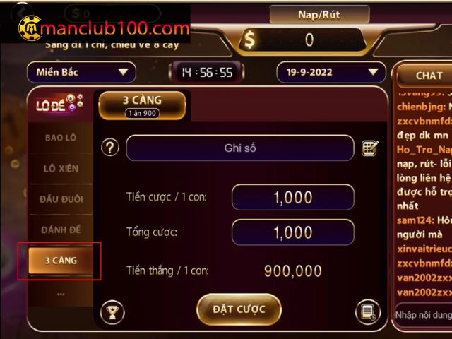 Hướng dẫn chơi lô đề Mnaclub kiểu 3 càng